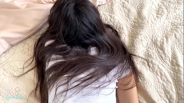 Tiny horny stepsister in ripped jeans was caught watching porn and got pussy full of cum -Squir7een