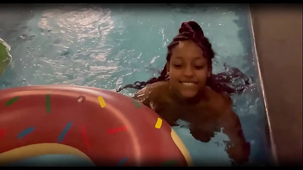 In the motel pool getting a blowjob from the sexy black woman Thumbnail