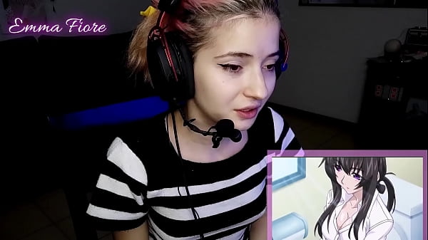 18yo youtuber gets horny watching hentai during the stream and masturbates - Emma Fiore