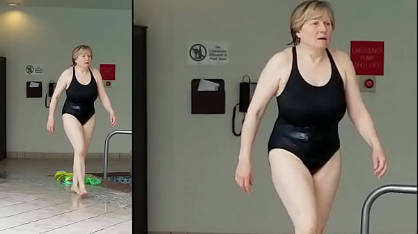 Sexy Grandma is Sexy at 66 in a black swimsuit