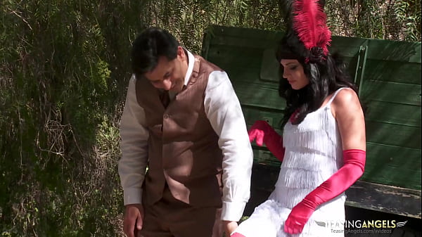 Two horny chicks fucking with a stranger in the nature