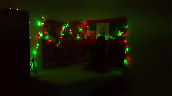 The sensual stepmother shows off her naked body at Christmas