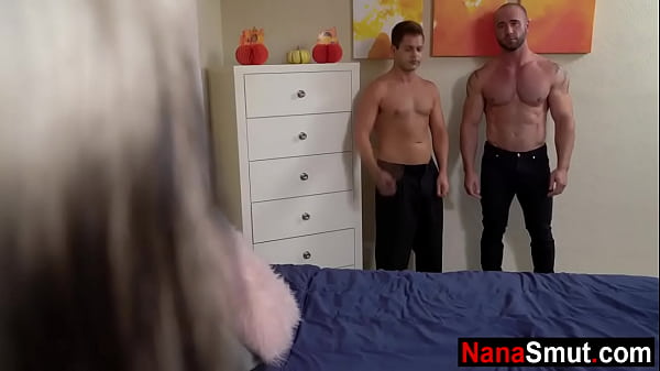 Big tit GILF stepgranny threesome fucks stepgrandsons