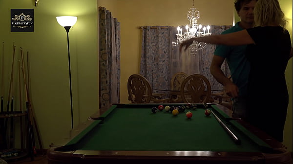 Hot MILF wife gets a hard handling on pool table. Huge tits rocking.
