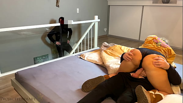 housewife cheating with neighbor - husband watches and gives her a second cum fill