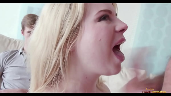 Guy watches his busty blonde wife get nailed by a bald dude