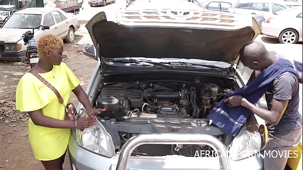 The mechanic and his client caught in the garage in a hot morning fuck with his big thick black cock in front of the other customers in Gangbang of convenience stores on LULU VROUMETTE CMR