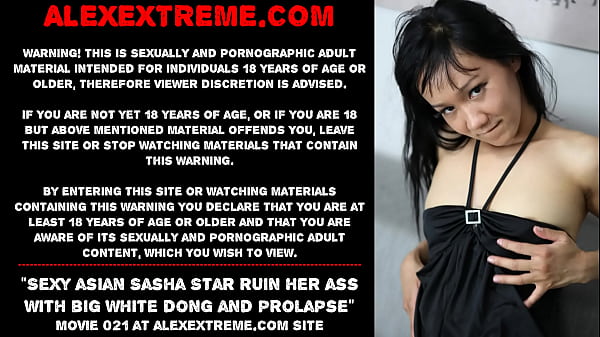 Sexy asian Sasha Star ruin her ass with big white dong and prolapse