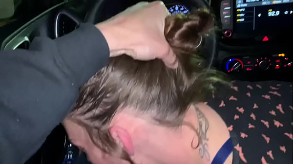 Drive thru Deepthroat cum eating blowjob with extra meat , public