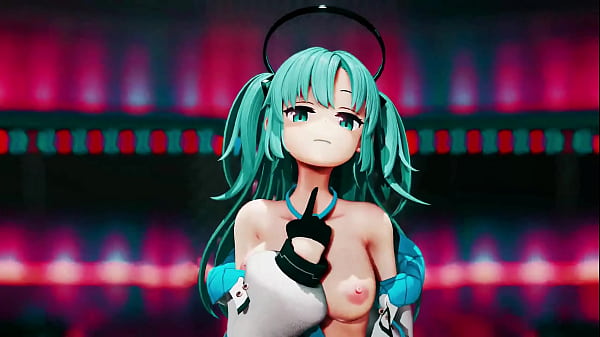 Hayase Yuuka Hentai Blue Archive Sem sutiã Dança Queencard MMD 3D Cabelo azul claro (CLIP)
