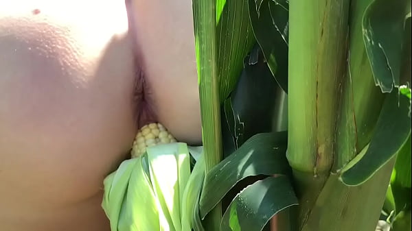 Riley Jacobs playing in corn field