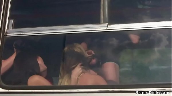 Blonde gets facial in public bus