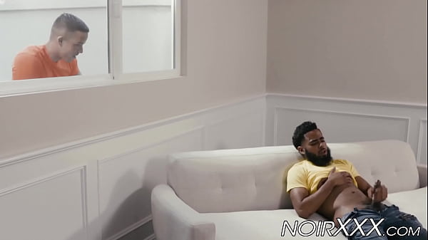 Bearded black jock rides huge cock after he rimmed his lover