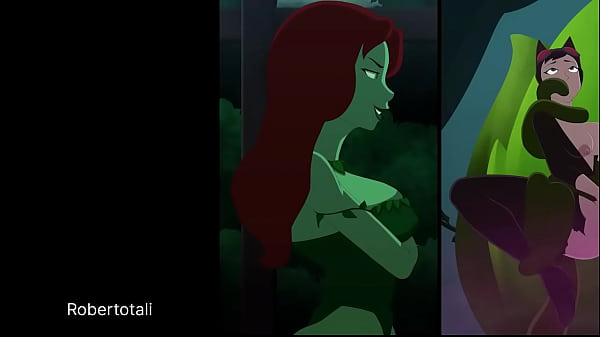 Poison Ivy seduces Catwoman and batgirl with her cock