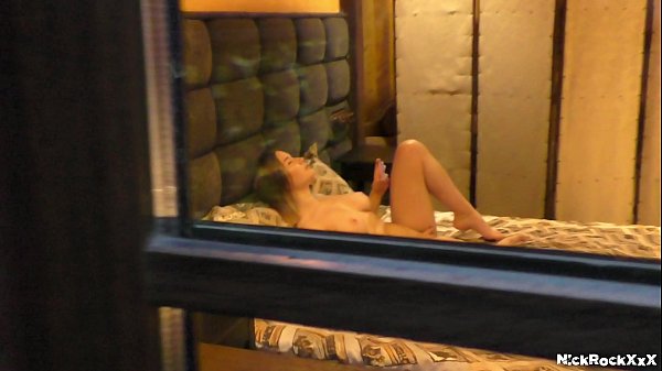 watched his neighbor out the window when she came home from work and masturbated her pussy