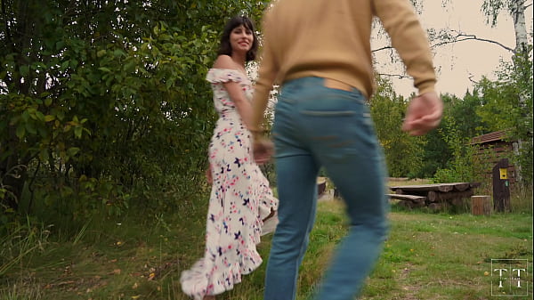 Cum all over his fiancée’s tits in the woods