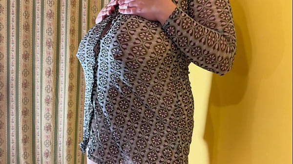 Big boobed slut wife with shaved pussy let me cum inside her with a chance of impregnation - side view