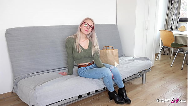 GERMAN SCOUT - Fit blonde Glasses Girl Vivi Vallentine Pickup and talk to Casting Fuck