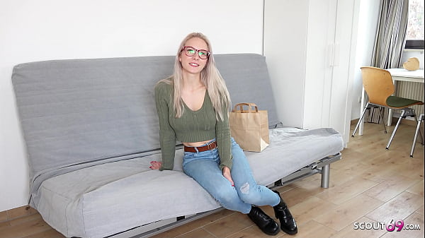 GERMAN SCOUT - Fit blonde Glasses Girl Vivi Vallentine Pickup and talk to Casting Fuck