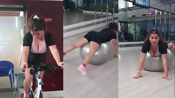 Hot Teen with Big Tits and Perfect Ass in the Gym warming up for Sex in Doggy. Huge Cum on Asshole Thumbnail