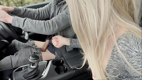 Amazing handjob while driving!! Huge load. Cum eating. Cum play.
