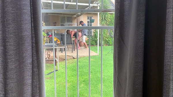 I caught my neighbours fucking outside in the backyard