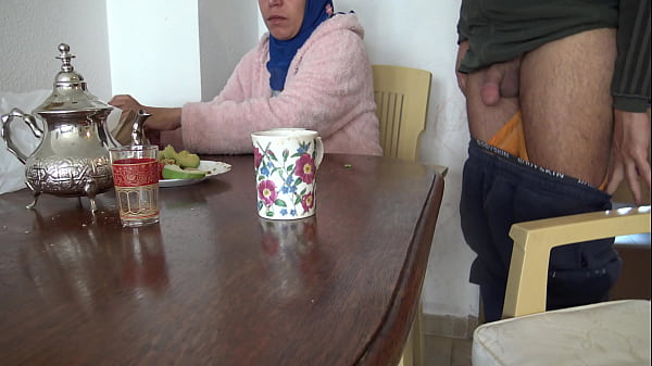 Arab milf gets drinks cumshot from horny masturbating stepson