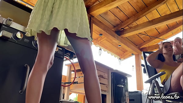 No Panties Party Girls having a BBQ Day Outdoors with their BFF to show legs and Pussy under Skirts