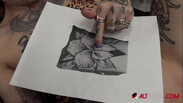 River Dawn Ink sucks cock after her new pussy tattoo