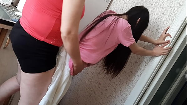 I fucked the housekeeper in the kitchen while my parents were in the other room - Girls fly orgasm