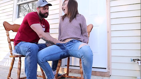 Milf squirting in jeans and HUGE squirt into a cup