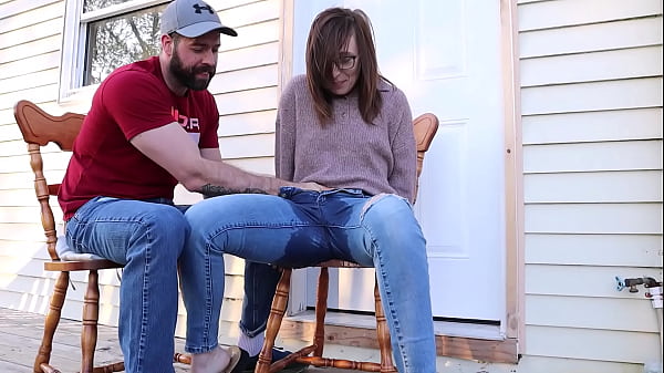 Milf squirting in jeans and HUGE squirt into a cup
