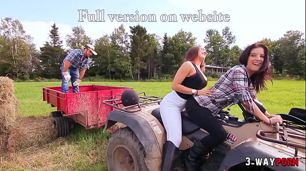 3-Way Porn - 2 Babes Fucked outside the Farm by Ranch Boy