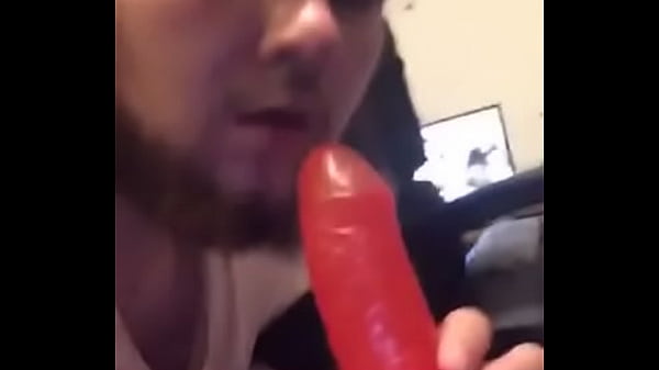 Gay boy blows dildo