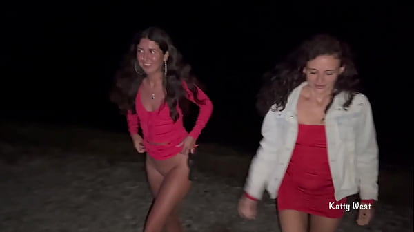 Shameless girls piss together in public