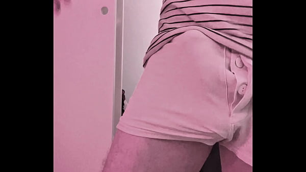 Horny boy caught playing with his big thick cock in undies, then takes it out