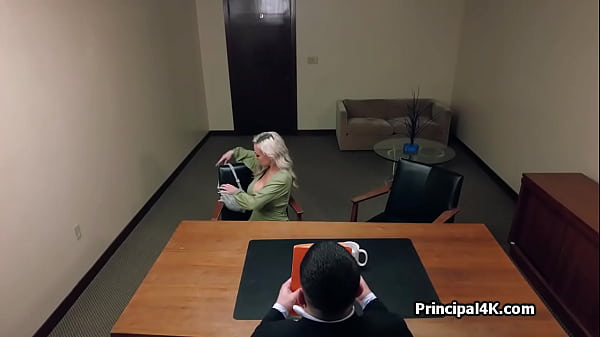 Throating and titty fucking housewife in the principals office