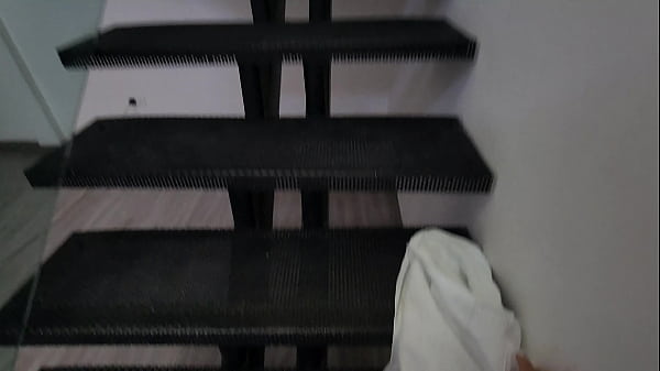 My neighbor comes into my house to take a bath and ends up eating my cock in the shower