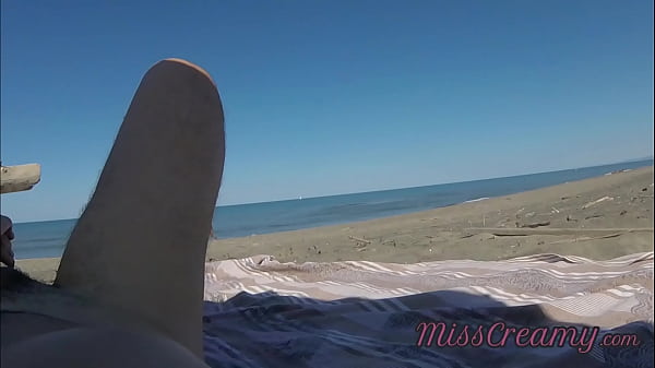 Strangers caught my wife touching and masturbating my cock on a public nude beach - Real amateur french - MissCreamy