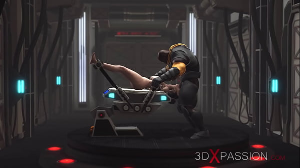 Extreme fuck. A super sexy brunette in cuffs gets fucked by BBC in the sci-fi lab