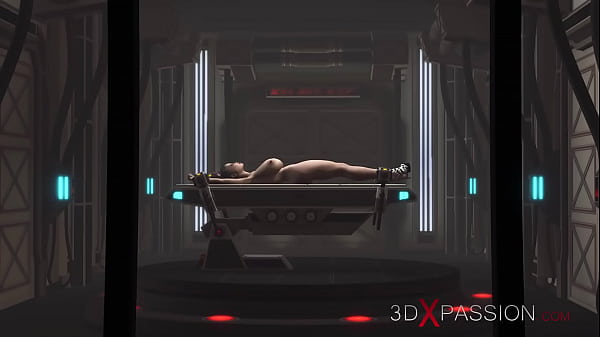 Extreme fuck. A super sexy brunette in cuffs gets fucked by BBC in the sci-fi lab