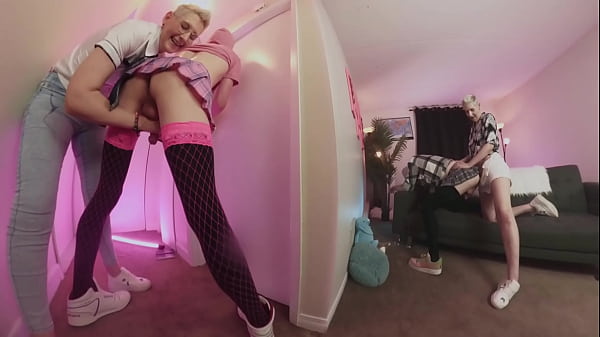 Two girlfriends made their slave guys cum
