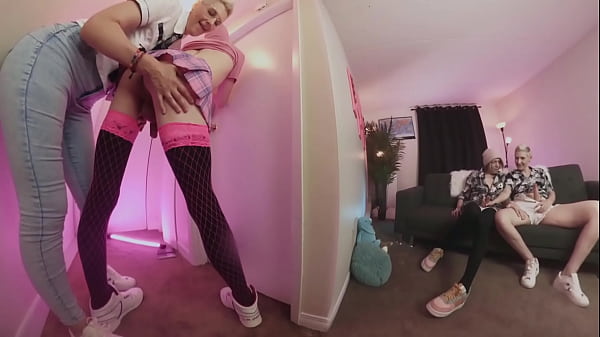 Two girlfriends made their slave guys cum