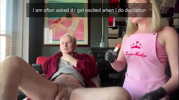 Naked Russian MILF Shaves a Dick Shaves a Pensioner's Cock