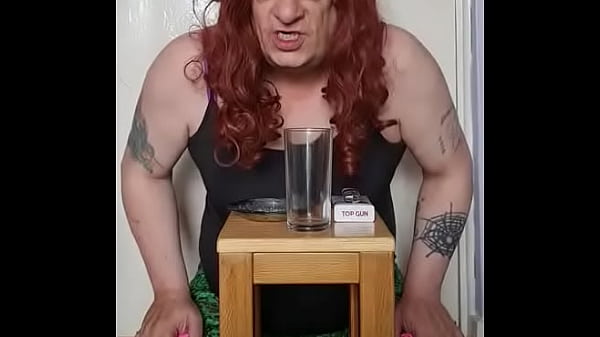 crossdresser ranting smoking and swallowing his own pee