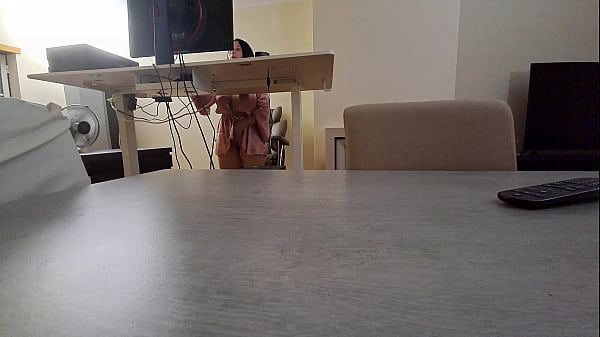 Latina Fucks While in Work Video Call