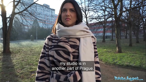 Public Agent Beautiful Brunette Biology Student Cums Over a Stranger Cock
