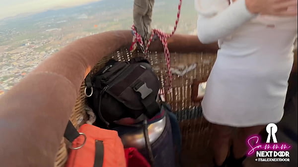 Passionate sunrise sex (she swallows) over pyramids in an air balloon