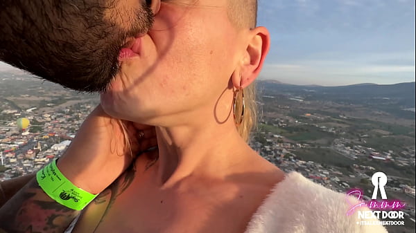Passionate sunrise sex (she swallows) over pyramids in an air balloon