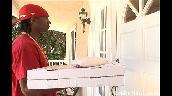 Pizza boy meeting horny black milf and bangs her brains out